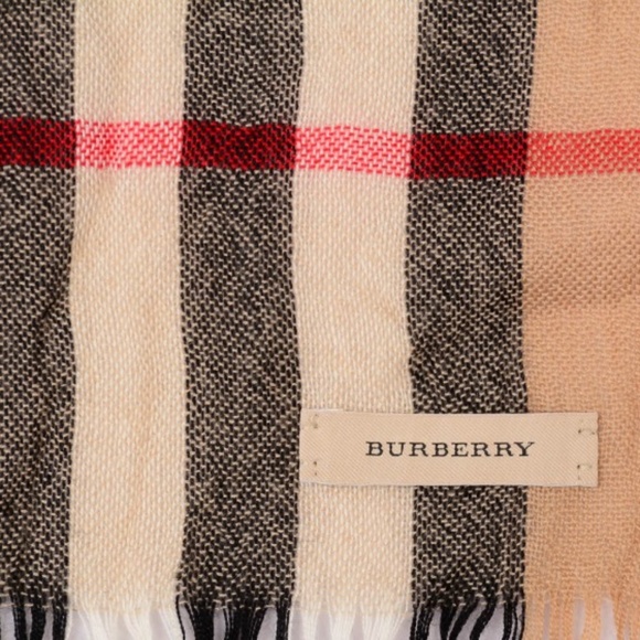 BURBERRY  Wool Cashmere Giant Check Crinkle Scarf Camel - Picture 3 of 3